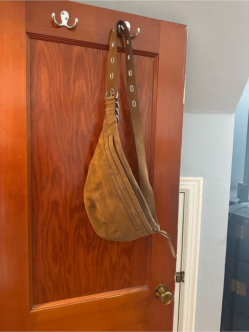 Brown Suede Crossbody Sling Bag